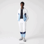 Lacoste מכנסי ג'וגינג בצבעי צמר צבעוניים עם פסים DZ4D0D1146 לבן כחול vhe גברים