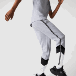 Lacoste מכנסי ג'וגינג בצבעי צמר צבעוניים עם פסים DZ4D0D1148 סיני אפור שחור לבן sj1 גברים - Image 4