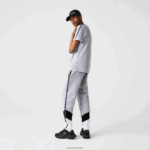 Lacoste מכנסי ג'וגינג בצבעי צמר צבעוניים עם פסים DZ4D0D1148 סיני אפור שחור לבן sj1 גברים - Image 6