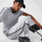 Lacoste מכנסי ג'וגינג בצבעי צמר צבעוניים עם פסים DZ4D0D1148 סיני אפור שחור לבן sj1 גברים