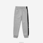 Lacoste מכנסי ג'וגינג בתערובת צמר כותנה DZ4D0D3242 אפור צ'ין שחור jz9 בנים