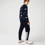 Lacoste מכנסי ג'וגינג מבד כותנה מפורק מורשת DZ4D0D1206 כחול כהה 166 גברים - Image 2