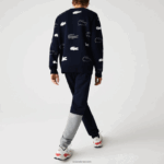 Lacoste מכנסי ג'וגינג מבד כותנה מפורק מורשת DZ4D0D1206 כחול כהה 166 גברים - Image 3