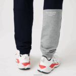 Lacoste מכנסי ג'וגינג מבד כותנה מפורק מורשת DZ4D0D1206 כחול כהה 166 גברים - Image 4