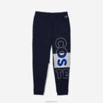 Lacoste מכנסי ג'וגינג מבד כותנה מפורק מורשת DZ4D0D1206 כחול כהה 166 גברים - Image 5