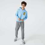 Lacoste מכנסי ג'וגינג מכותנה אורגנית DZ4D0D1208 סיני אפור 1vq גברים - Image 4