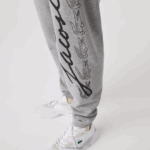 Lacoste מכנסי ג'וגינג מכותנה בהדפס חתימה ותנין DZ4D0D1065 אפור chine 4jv גברים - Image 9