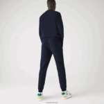 Lacoste מכנסי ג'וגינג מכותנה במיתוג תנין DZ4D0D1095 כחול כהה 166 גברים - Image 3