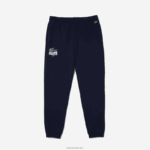 Lacoste מכנסי ג'וגינג מכותנה במיתוג תנין DZ4D0D1095 כחול כהה 166 גברים - Image 5