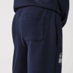 Lacoste מכנסי ג'וגינג מכותנה במיתוג תנין DZ4D0D1095 כחול כהה 166 גברים - Image 7