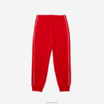 Lacoste מכנסי ג'וגינג מצמר מורשת DZ4D0D3229 אדום לבן c9u בנים - Image 2