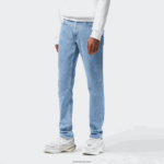 Lacoste מכנסי ג'ינס מכותנה נמתחת בגזרה דקיקה DZ4D0D418 כחול mku גברים - Image 2