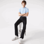 Lacoste מכנסי ג'ינס מכותנה נמתחת בגזרה דקיקה DZ4D0D420 כחול ml4 גברים