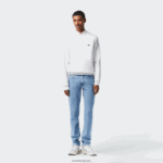 Lacoste מכנסי ג'ינס מכותנה נמתחת בגזרה דקיקה DZ4D0D418 כחול mku גברים