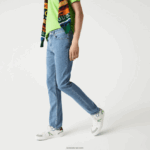 Lacoste מכנסי ג'ינס מכותנה נמתחת בגזרה דקיקה DZ4D0D418 כחול mku גברים - Image 5