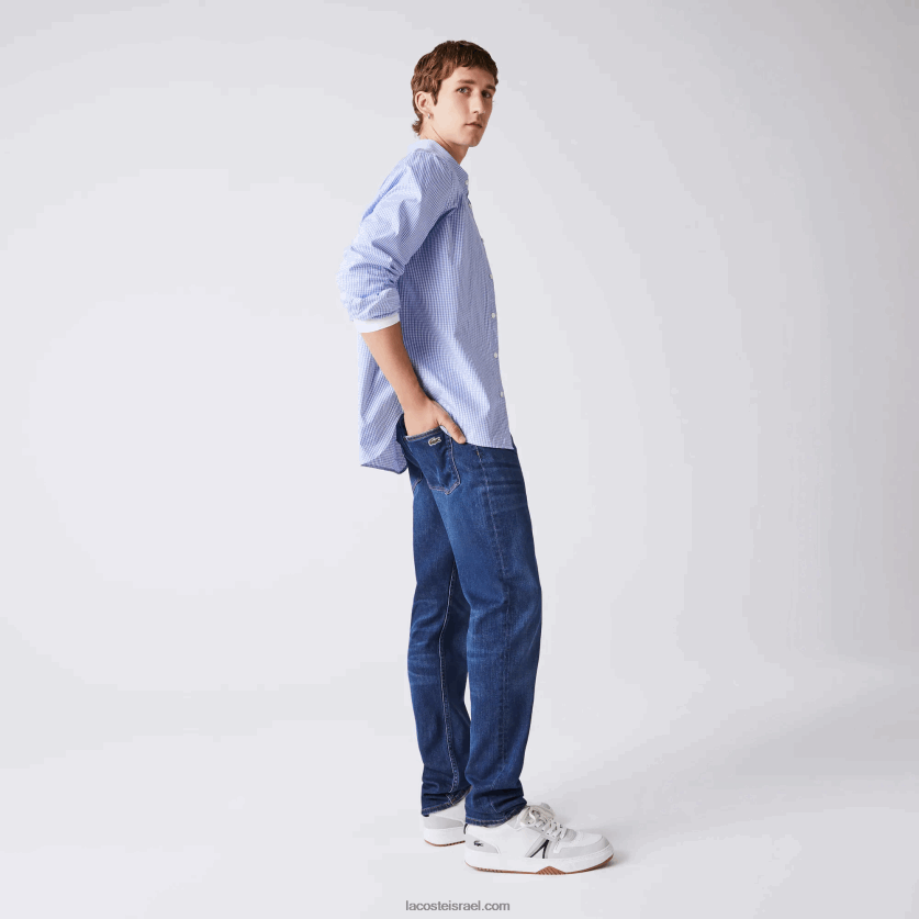 lacoste_d79ed79bd7a0d7a1d799_d792d799d7a0d7a1_d79ed79bd795d7aad7a0d794_d7a0d79ed7aad797d7aa_d791d792d796d7a8d794_d793d7a7d79.png Lacoste מכנסי ג'ינס מכותנה נמתחת בגזרה דקיקה DZ4D0D419 כחול mk9 גברים - Image 1