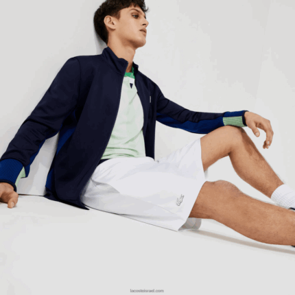 Lacoste מכנסי ג'קארד מנוגדים מנוגדים בגזרה DZ4D0D1563 לבן נייבי כחול לבן b0x גברים