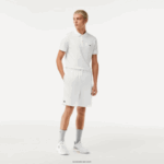 Lacoste מכנסי טניס קצרים באריגת יהלומים מוצקים DZ4D0D1442 לבן 001 גברים