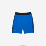 Lacoste מכנסי טניס קצרים בהדפס ניגודיות DZ4D0D1537 כחול שחור 6j4 גברים - Image 5