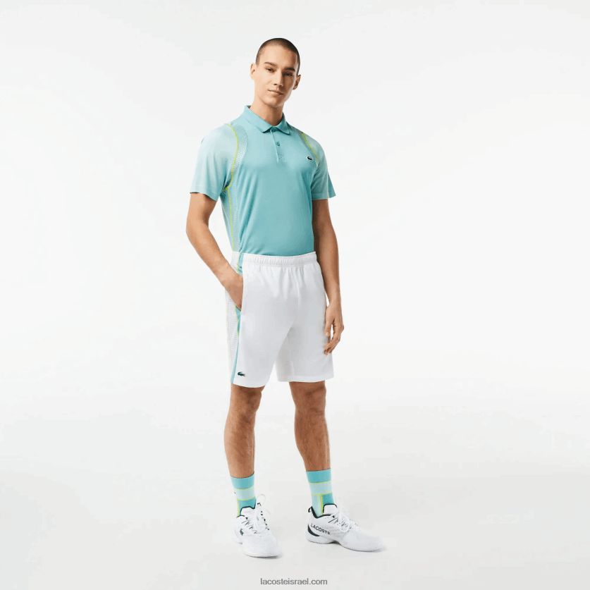 lacoste_d79ed79bd7a0d7a1d799_d798d7a0d799d7a1_d7a7d7a6d7a8d799d79d_d79ed7a4d795d79cd799d790d7a1d798d7a8_d79ed79ed795d797d796.png Lacoste מכנסי טניס קצרים מפוליאסטר ממוחזר DZ4D0D427 לבן ירוק צהוב bh3 גברים - Image 1