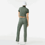 Lacoste מכנסי טרנינג בהדפס מונוגרמה DZ4D0D2535 ירוק בז '7m4 נשים - Image 3
