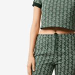 Lacoste מכנסי טרנינג בהדפס מונוגרמה DZ4D0D2535 ירוק בז '7m4 נשים - Image 6
