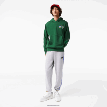 Lacoste מכנסי טרנינג להקה ממותגים DZ4D0D1027 chine אפור cca גברים