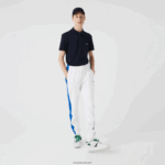 Lacoste מכנסי טרנינג להקות ניגודיות DZ4D0D1060 לבן כחול lmq גברים - Image 2