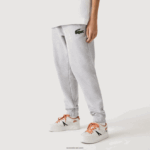 Lacoste מכנסי טרנינג מכותנה אורגנית DZ4D0D1048 chine אפור cca גברים - Image 4