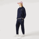Lacoste מכנסי טרנינג מכותנה אורגנית DZ4D0D1049 כחול כהה 166 גברים - Image 8