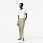 Lacoste מכנסי טרנינג ממותגים לרגליים DZ4D0D545 ירוק חאקי g21 גברים