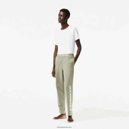 Lacoste מכנסי טרנינג ממותגים לרגליים DZ4D0D545 ירוק חאקי g21 גברים