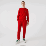 Lacoste מכנסי טרנינג פליסה בגזרה מחודדת DZ4D0D987 אדום 240 גברים