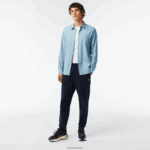 Lacoste מכנסי טרנינג פליסה בגזרה מחודדת DZ4D0D348 כחול כהה 166 גברים