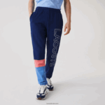 Lacoste מכנסי טרנינג פליסה בצבע בלוק DZ4D0D1189 כחול ורוד un4 גברים - Image 5
