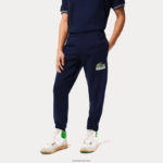 Lacoste מכנסי טרנינג פליסה לא מוברש DZ4D0D309 כחול כהה 166 גברים - Image 2