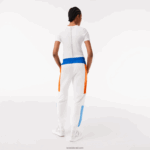 Lacoste מכנסי טרנינג קולורבלוק תג DZ4D0D2553 לבן כחול כתום כחול rlm נשים - Image 3