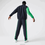 Lacoste מכנסי טרנינג קל משקל דוחה מים DZ4D0D1180 כחול נייבי לבן ירוק 19v גברים - Image 3