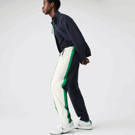 Lacoste מכנסי טרנינג קל משקל דוחה מים DZ4D0D1180 כחול נייבי לבן ירוק 19v גברים