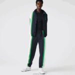 Lacoste מכנסי טרנינג קל משקל דוחה מים DZ4D0D1180 כחול נייבי לבן ירוק 19v גברים - Image 6