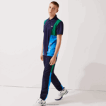Lacoste מכנסי טרנינג של להקות קולורבלוק ספורט DZ4D0D1128 ירוק נייבי כחול לבן m7z גברים - Image 2