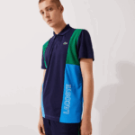 Lacoste מכנסי טרנינג של להקות קולורבלוק ספורט DZ4D0D1128 ירוק נייבי כחול לבן m7z גברים - Image 4