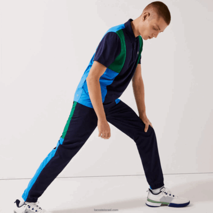 Lacoste מכנסי טרנינג של להקות קולורבלוק ספורט DZ4D0D1128 ירוק נייבי כחול לבן m7z גברים