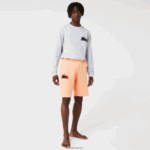 Lacoste מכנסי טרקלין מבד צמר כותנה קרוקודיל קטיפה DZ4D0D1482 כתום בהיר בורדו rz6 גברים