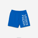 Lacoste מכנסי ים בהדפס ימי DZ4D0D1661 כחול לבן 7 lc גברים - Image 4