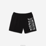 Lacoste מכנסי ים בהדפס ימי DZ4D0D1662 שחור לבן 9 מ"ר גברים - Image 5