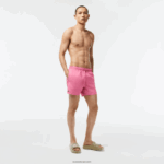 Lacoste מכנסי ים קלים לייבוש מהיר DZ4D0D533 ורוד ירוק w4i גברים