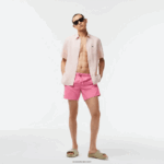 Lacoste מכנסי ים קלים לייבוש מהיר DZ4D0D533 ורוד ירוק w4i גברים - Image 4
