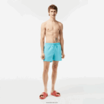 Lacoste מכנסי ים קלים לייבוש מהיר DZ4D0D543 ירוק טורקיז vy גברים