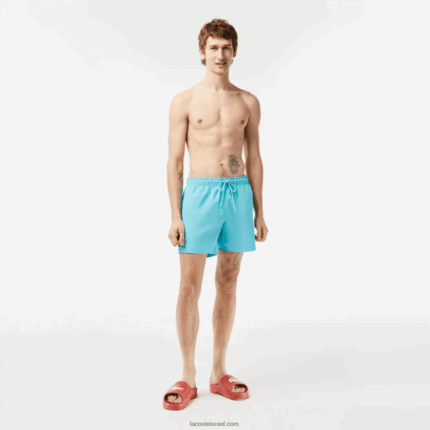 Lacoste מכנסי ים קלים לייבוש מהיר DZ4D0D543 ירוק טורקיז vy גברים